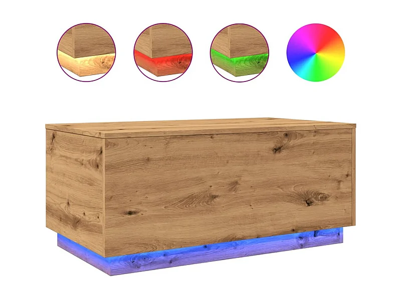 Tavolino da Salotto-Tavolino Basso con Luci LED Rovere Artigianale 90x50x40 cm SHL37190