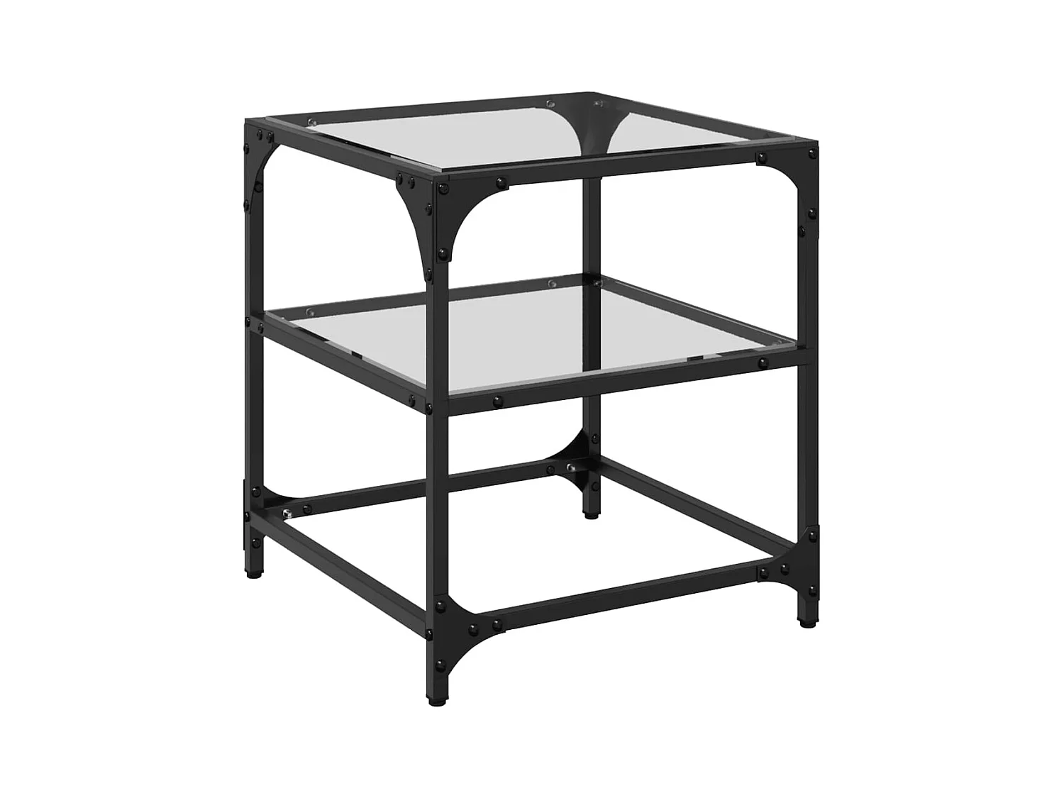 Table basse salon-Table d'appoint-dessus en verre transparent 40x40x45 cm acier SHL25207