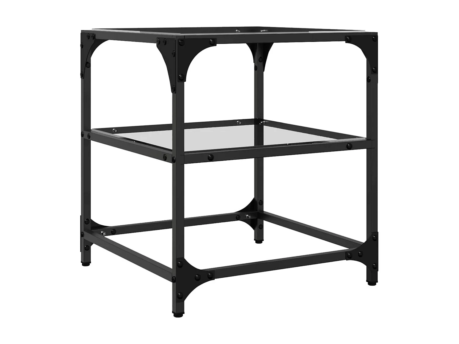 Couchtisch mit Glasplatte Transparent 40x40x45 cm Stahl SHL10449