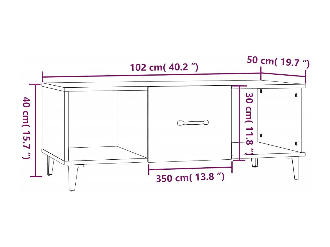 Mesa de centro | Mesa auxiliar madera contrachapada blanco 100x50x45 cm SHL4169