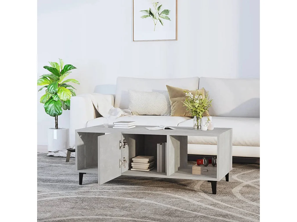 Couchtisch-Sofatisch-Beistelltische Betongrau 102x50x40 cm Holzwerkstoff SHL38464