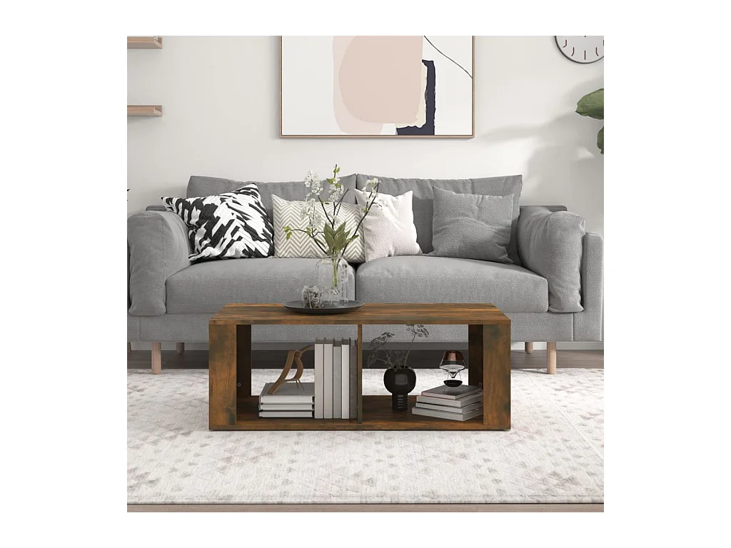 Mesa de centro | Mesa auxiliar madera contrachapada marrón roble 90x50x36,5 cm SHL4144