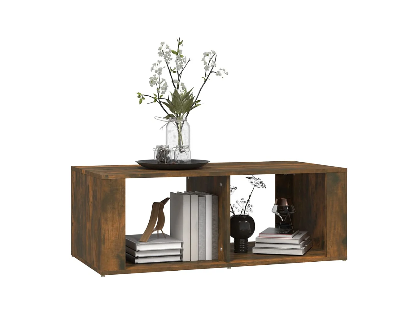 Mesa de centro | Mesa auxiliar madera contrachapada marrón roble 90x50x36,5 cm SHL4144