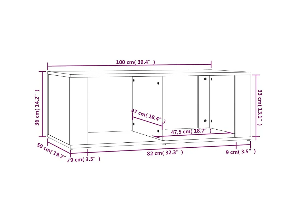 Mesa de centro | Mesa auxiliar madera contrachapada marrón roble 90x50x36,5 cm SHL4144