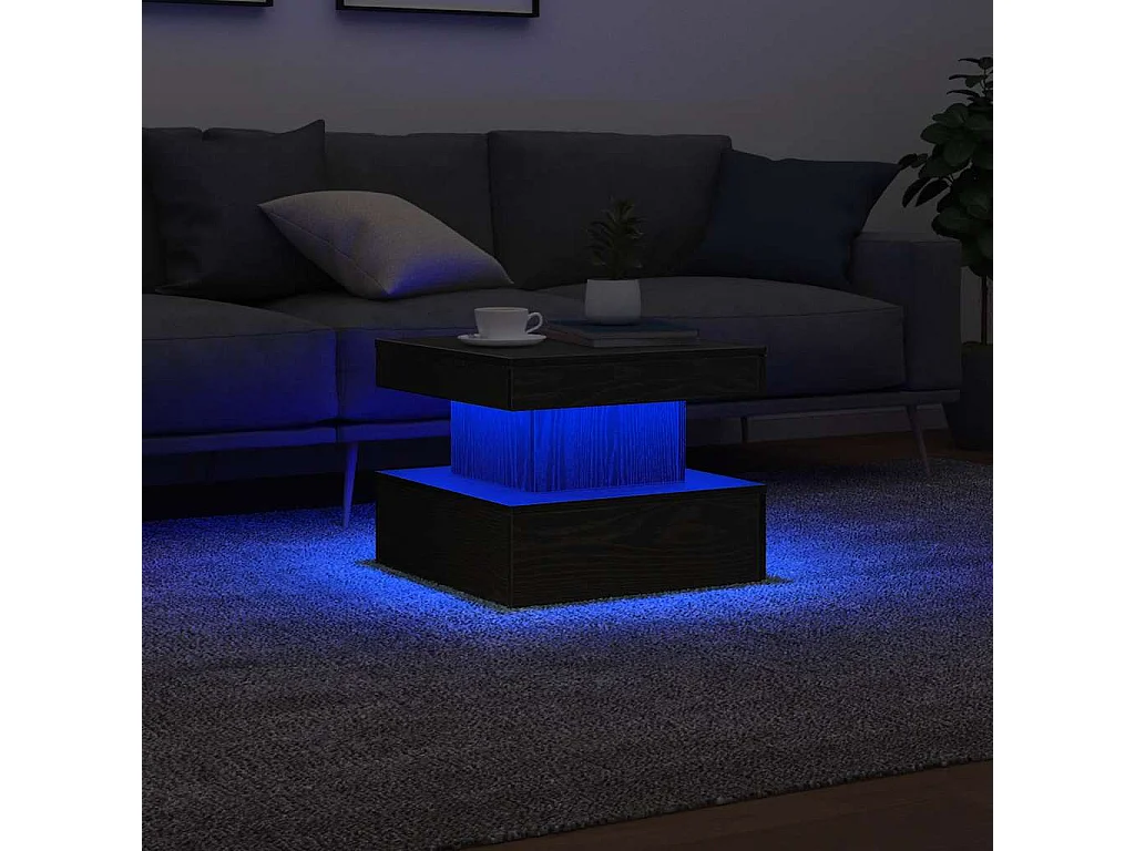 Couchtisch mit LED-Leuchten Schwarz Eichen-Optik 50x50x40 cm SHL51351