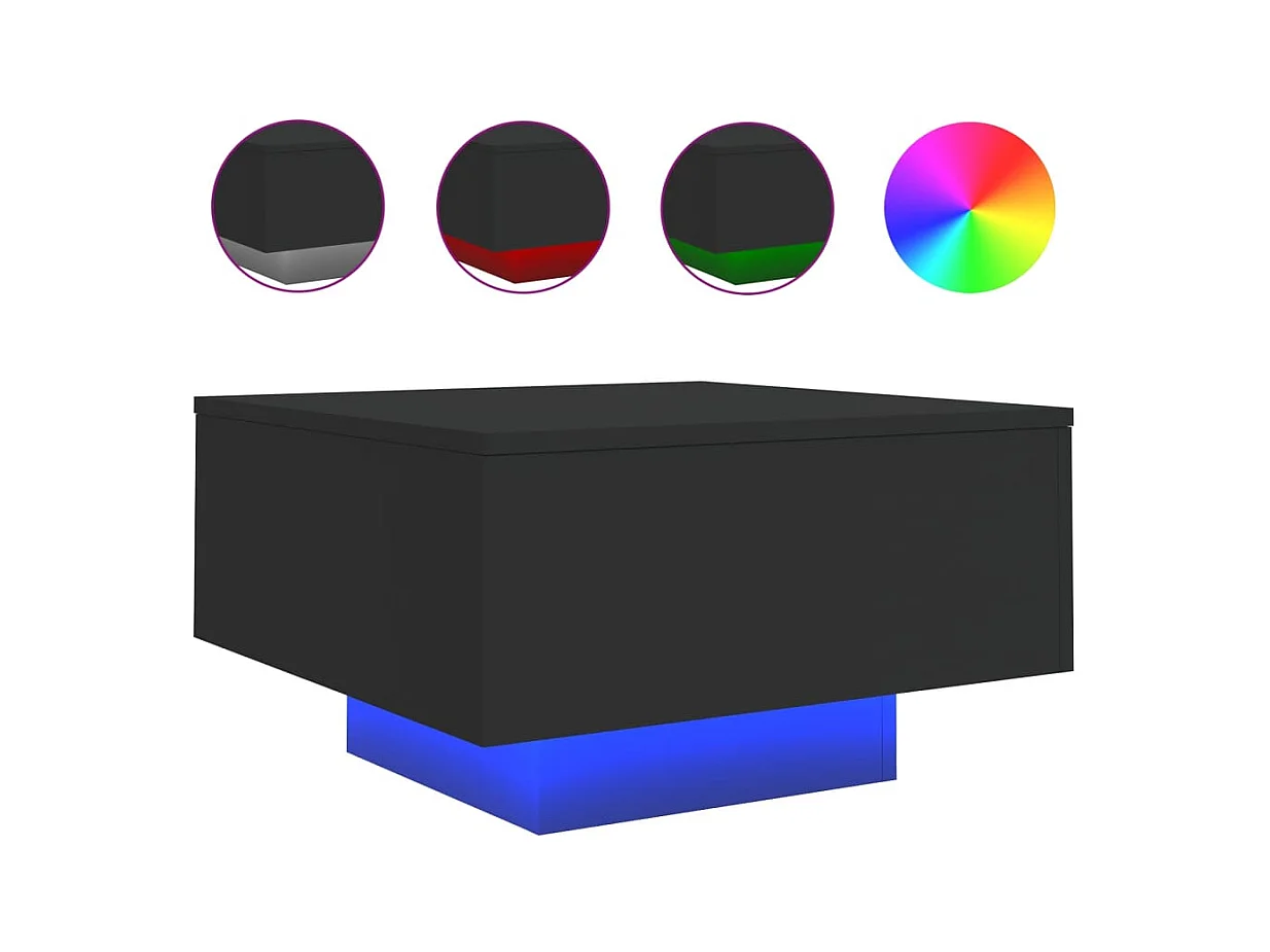 Table basse salon-Table d'appoint avec lumières LED noir 55x55x31 cm SHL72934
