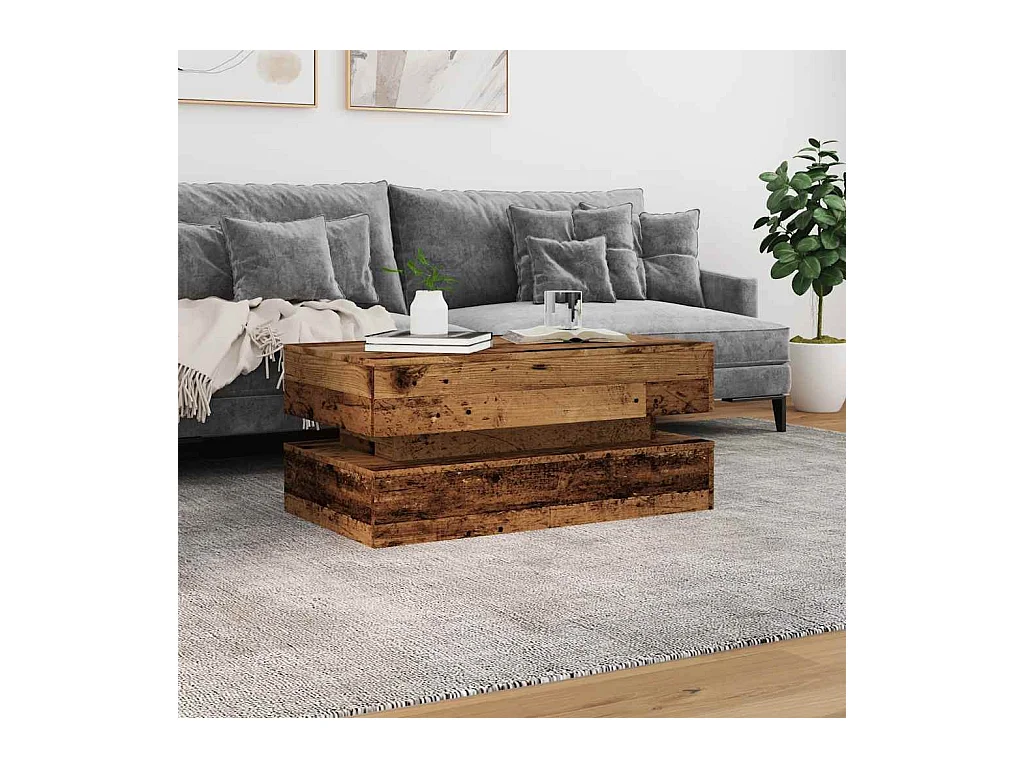 Mesa de centro-Mesa auxiliar-Mesita de centro de madera maciza de pino blanco 75x50x33,5 cm SHL3434