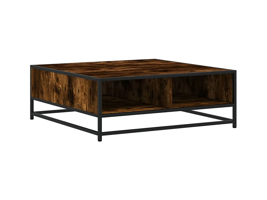 Table basse salon-Table d'appoint chêne fumé 80x80x30 cm bois d'ingénierie et métal SHL81675