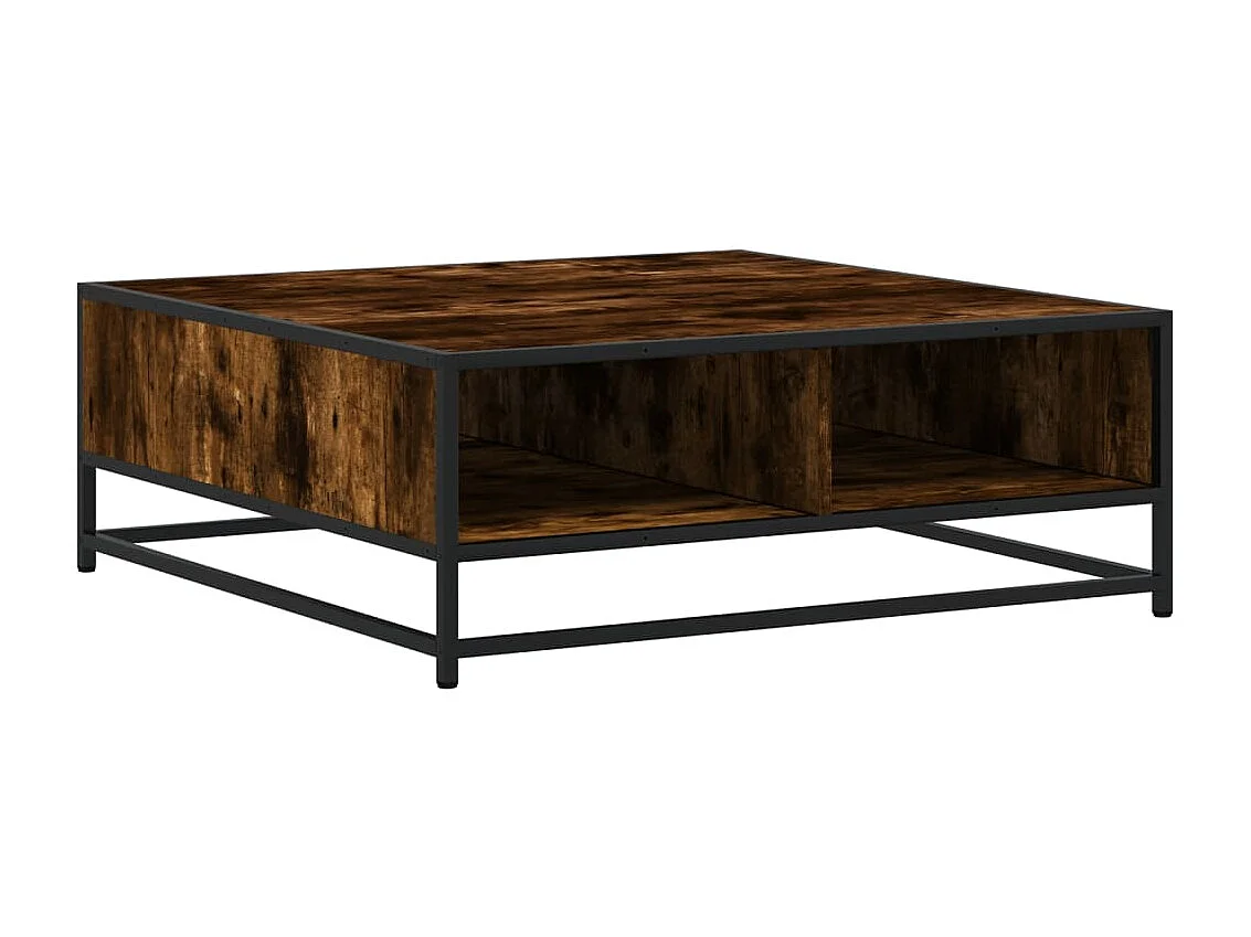 Couchtisch-Wohnzimmertisch-Beistelltische Räuchereiche 80x80x30 cm Holzwerkstoff und Metall SHL66842