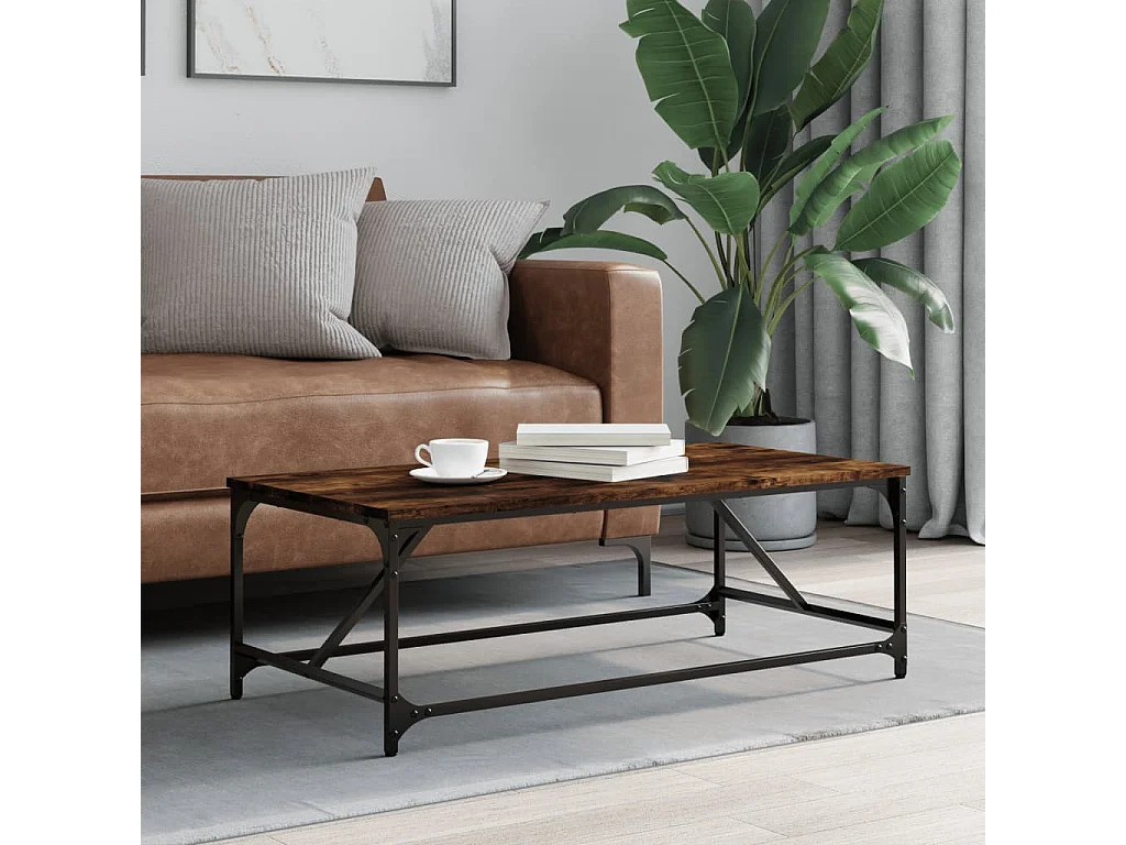 Mesa de centro-Mesa auxiliar con 2 cajones madera maciza de mango 90x40x50 cm SHL497543