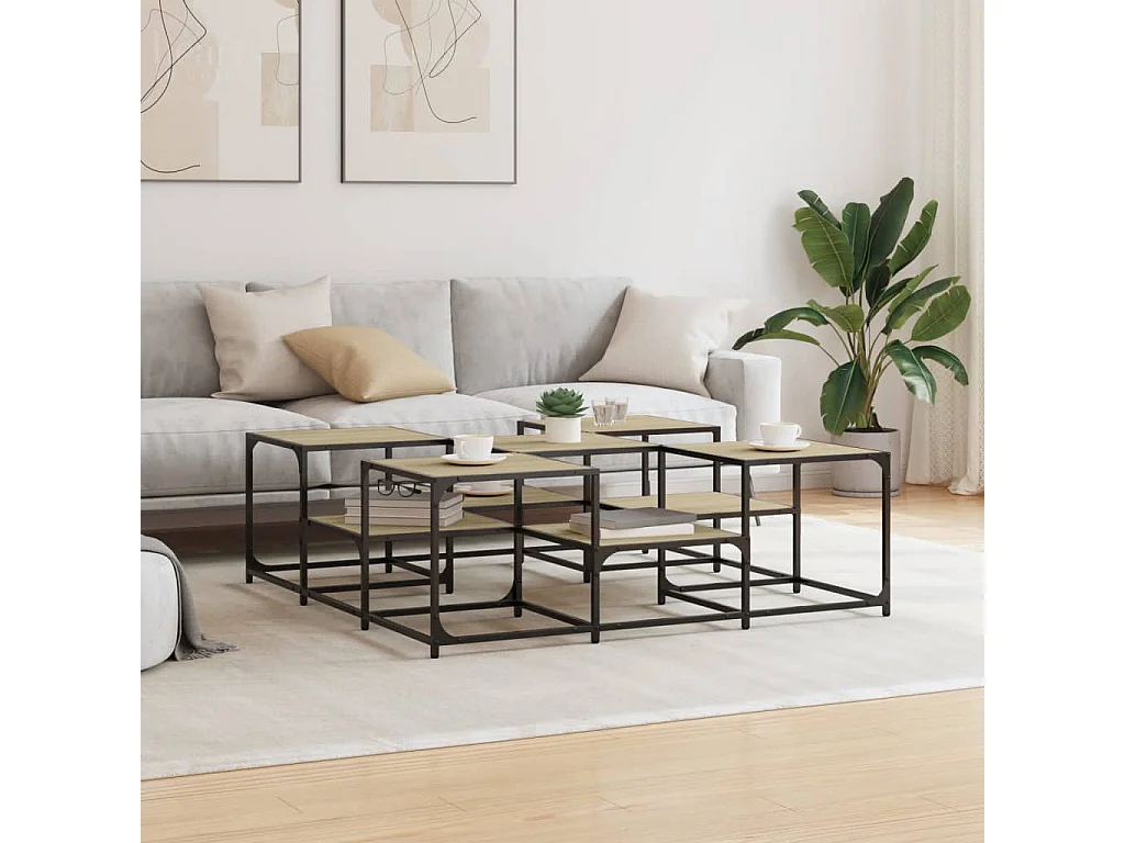 Couchtisch-Wohnzimmertisch-Beistelltische Sonoma-Eiche 121x121x40 cm Holzwerkstoff SHL23827