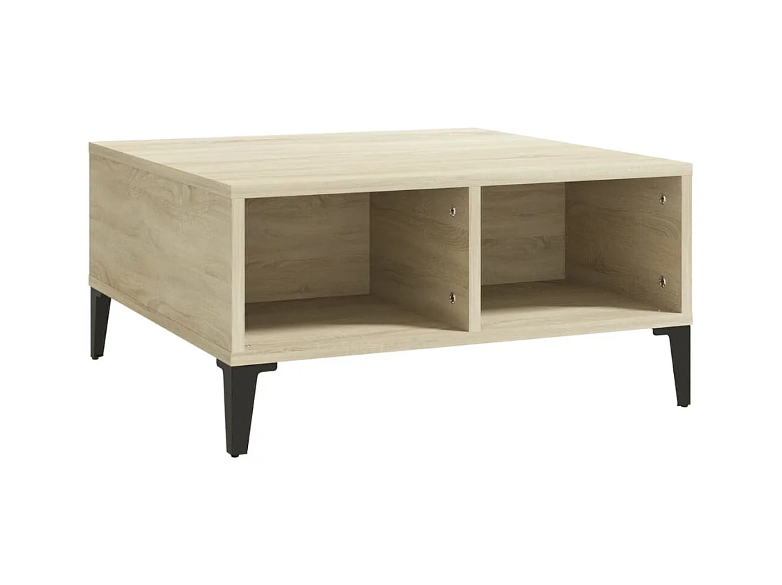 Mesa de centro | Mesa auxiliar con luces LED roble negro 90x50x40 cm SHL4304