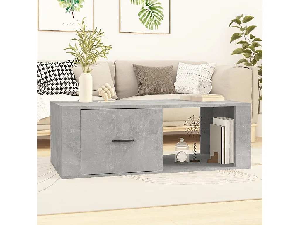 Couchtisch-Sofatisch-Beistelltische Betongrau 100x50,5x35 cm Holzwerkstoff SHL82884