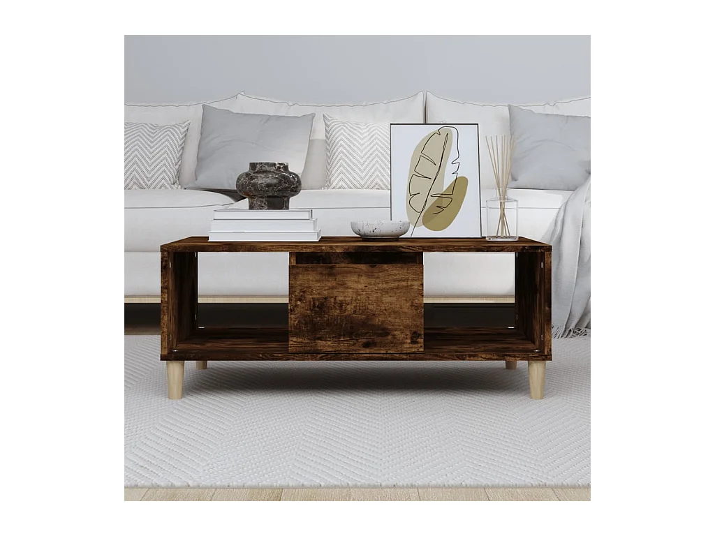 Table basse salon-Table d'appoint Chêne fumé 90x50x36,5 cm Bois d'ingénierie SHL13448