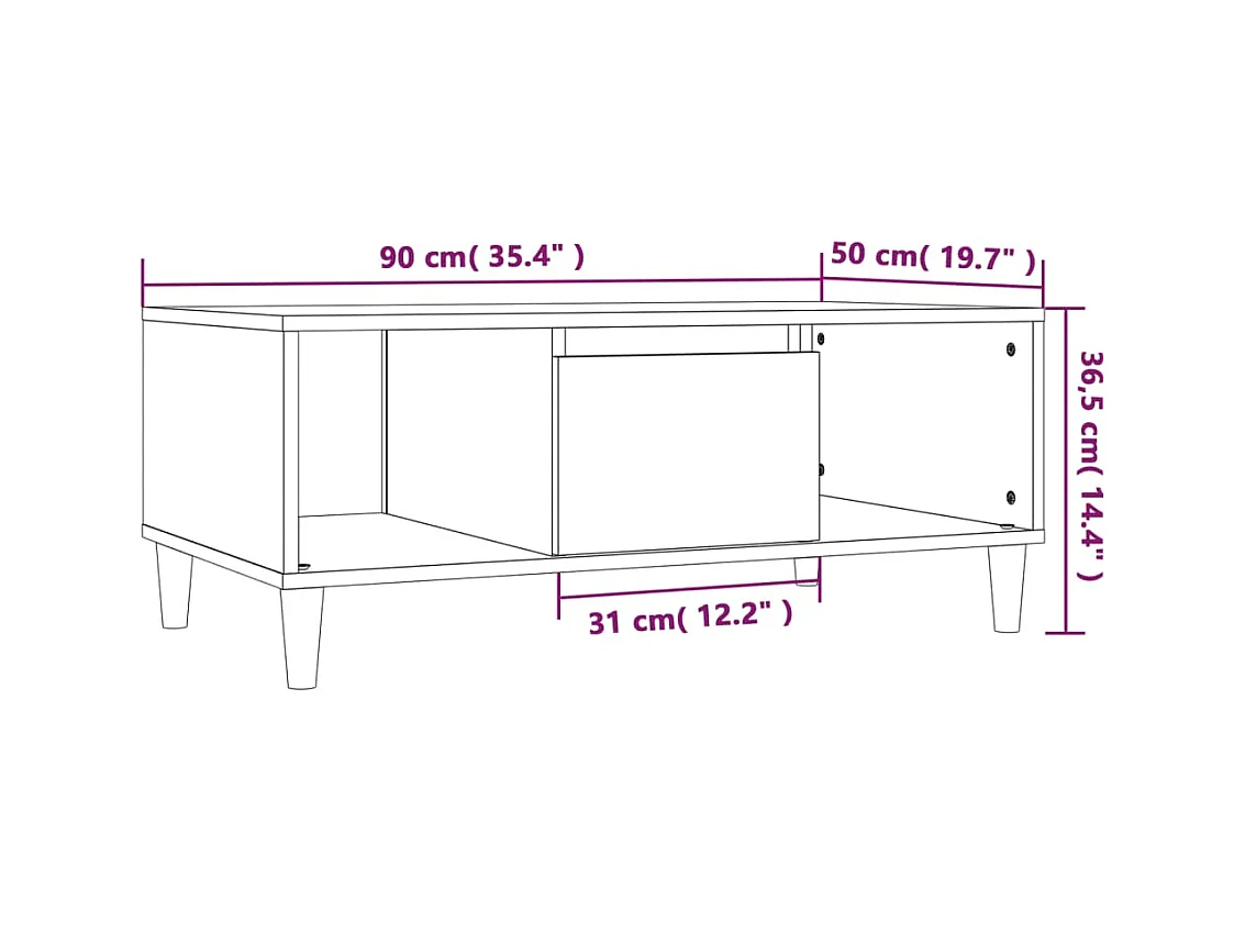 Table basse salon-Table d'appoint Chêne fumé 90x50x36,5 cm Bois d'ingénierie SHL13448