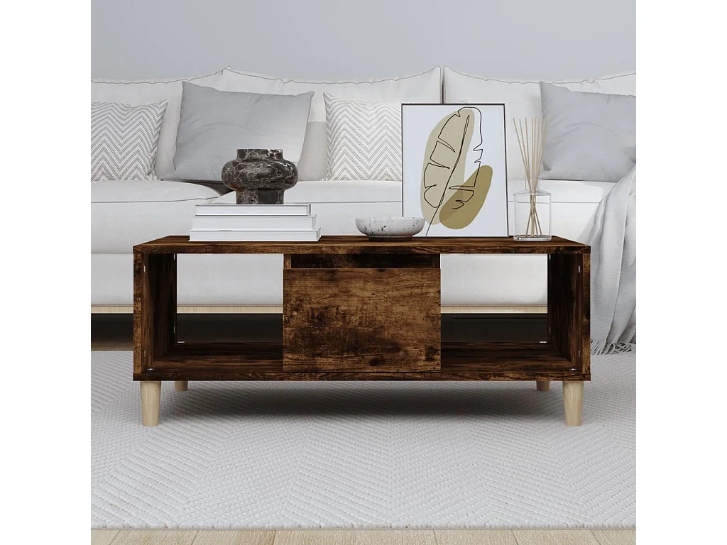 Couchtisch-Wohnzimmertisch-Beistelltische Räuchereiche 90x50x36,5 cm Holzwerkstoff SHL53347