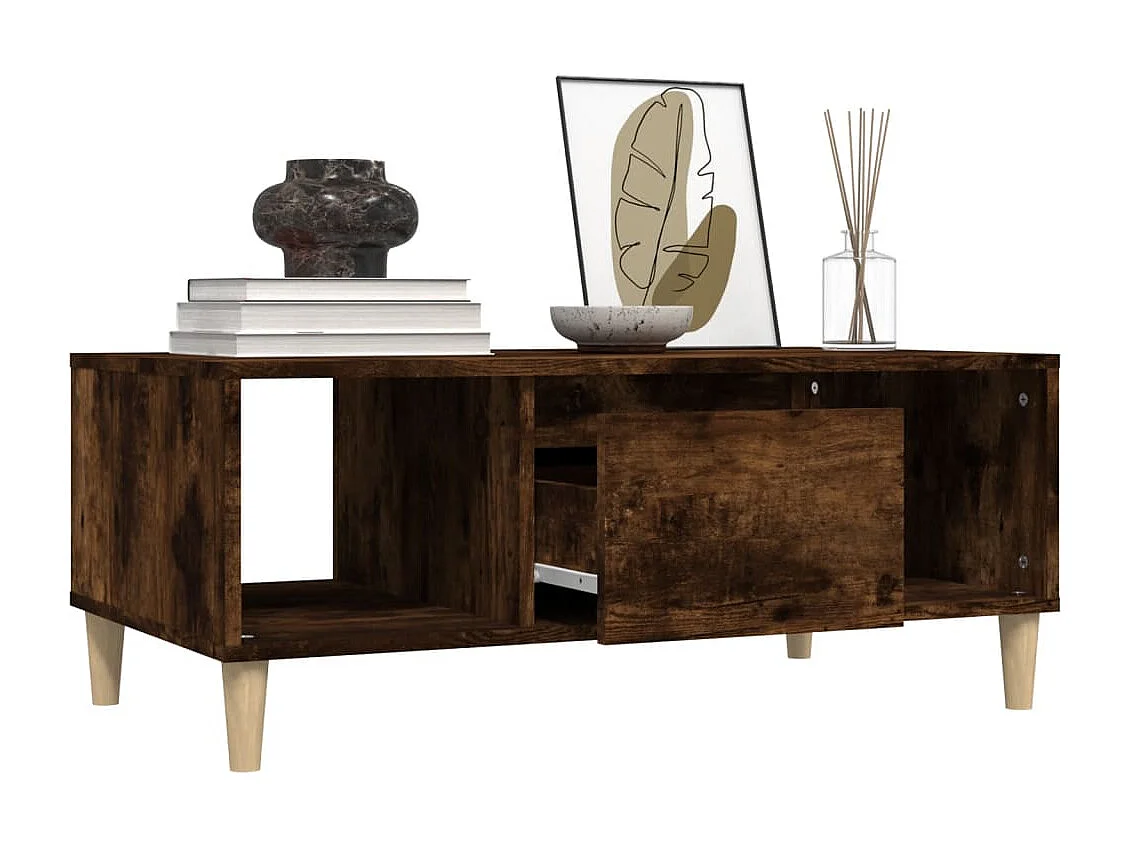 Couchtisch-Wohnzimmertisch-Beistelltische Räuchereiche 90x50x36,5 cm Holzwerkstoff SHL53347