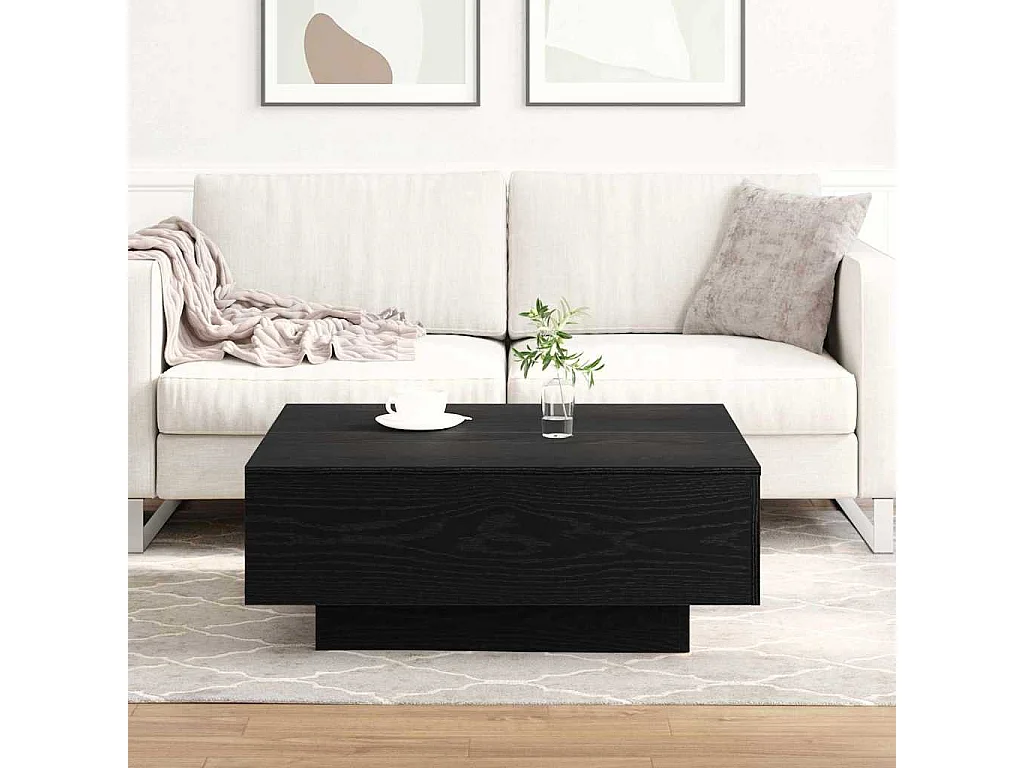 Couchtisch-Wohnzimmertisch-Beistelltische Schwarz Eichen-Optik 80x80x31 cm SHL22268