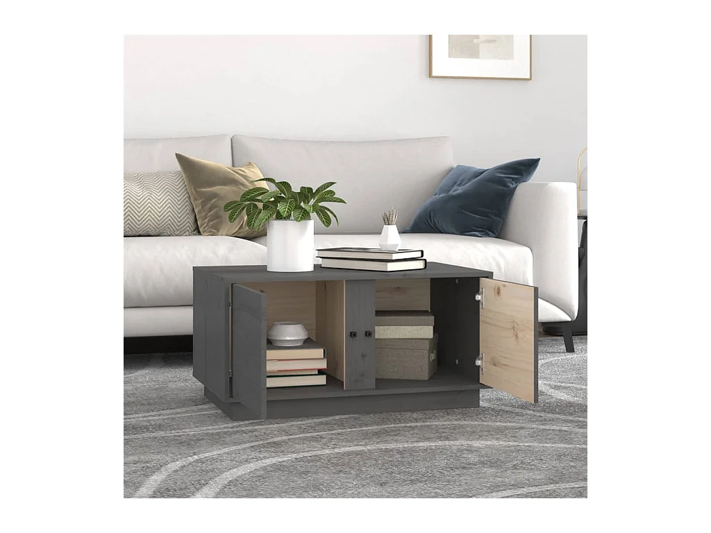 Mesa de centro | Mesa auxiliar madera contrachapada gris hormigón 90x50x36,5 cm SHL4057