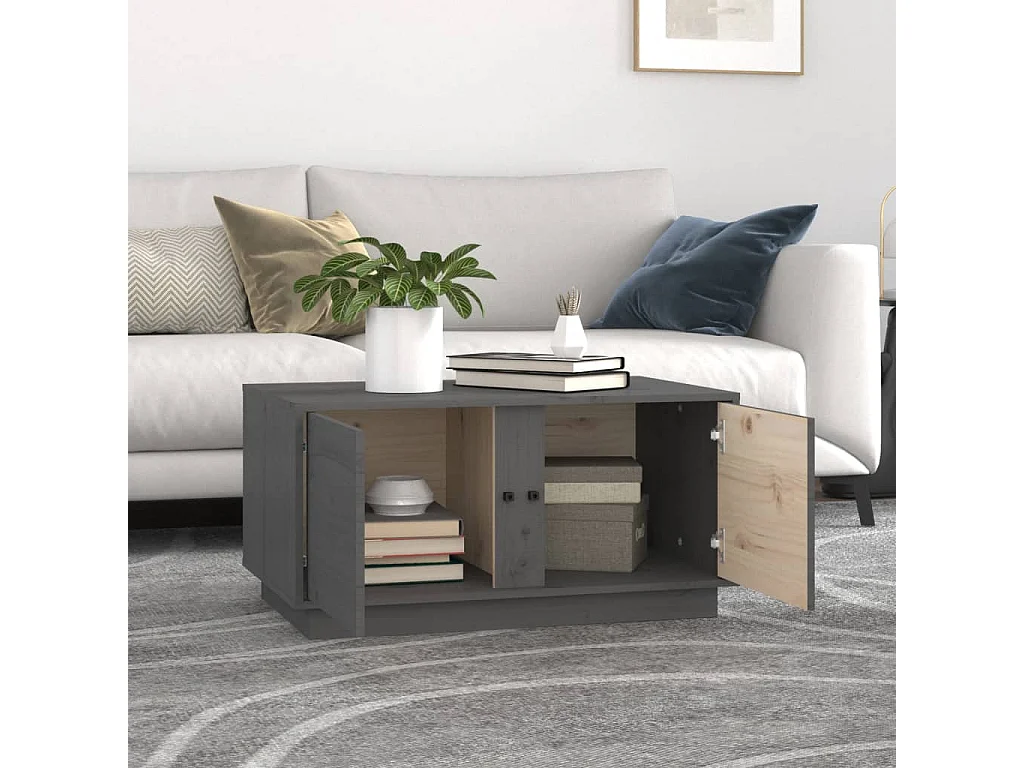 Couchtisch-Sofatisch-Beistelltische Grau 80x50x40 cm Massivholz Kiefer SHL31633