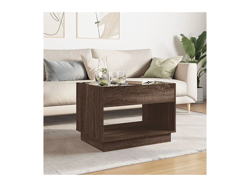 Mesa de centro-Mesa auxiliar madera de ingeniería marrón roble 100x100x35 cm SHL824537