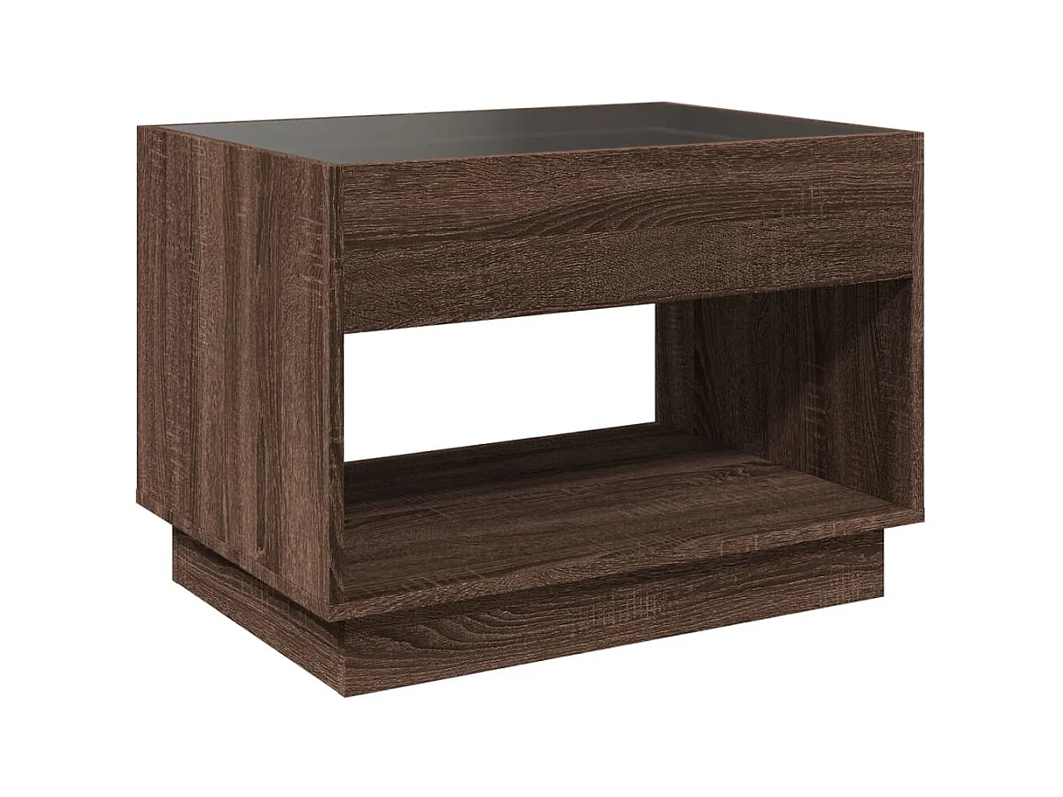 Mesa de centro-Mesa auxiliar madera de ingeniería marrón roble 100x100x35 cm SHL824537