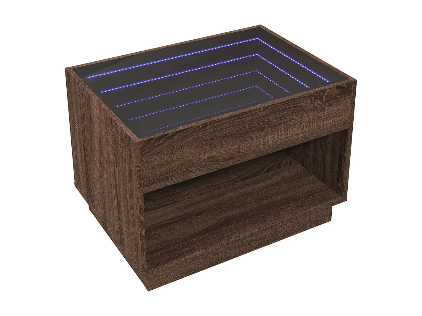 Table basse salon-Table d'appoint avec LED infini chêne marron 70x50x50 cm SHL58233