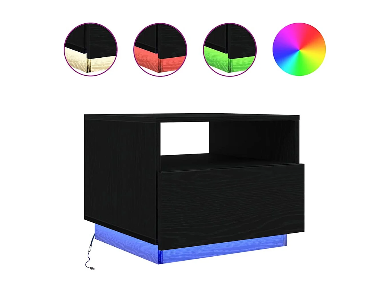 Couchtisch mit LED-Leuchten Schwarz Eichen-Optik 50x49x40 cm SHL60217