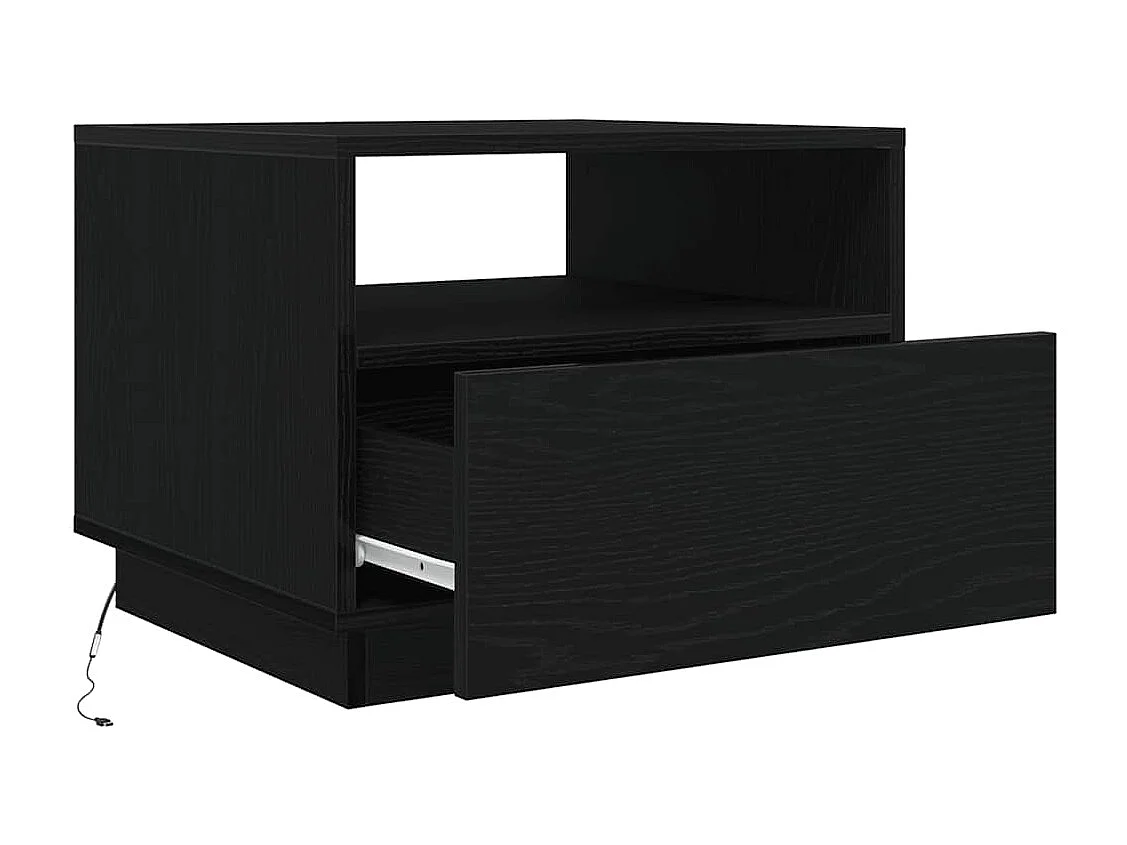 Couchtisch mit LED-Leuchten Schwarz Eichen-Optik 50x49x40 cm SHL60217