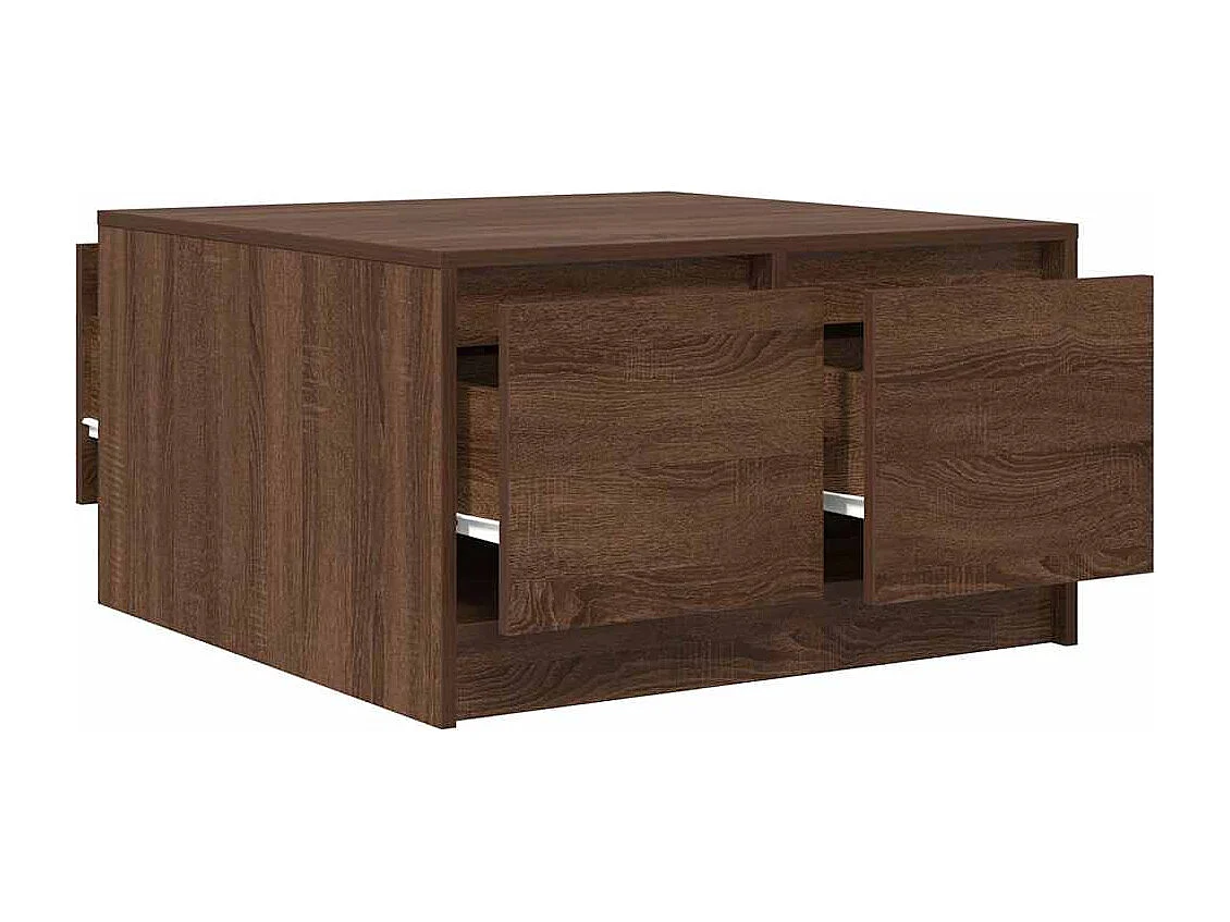 Tavolino da Salotto-Tavolino Basso con Cassetti Rovere Marrone 70.5x70x40 cm SHL46743