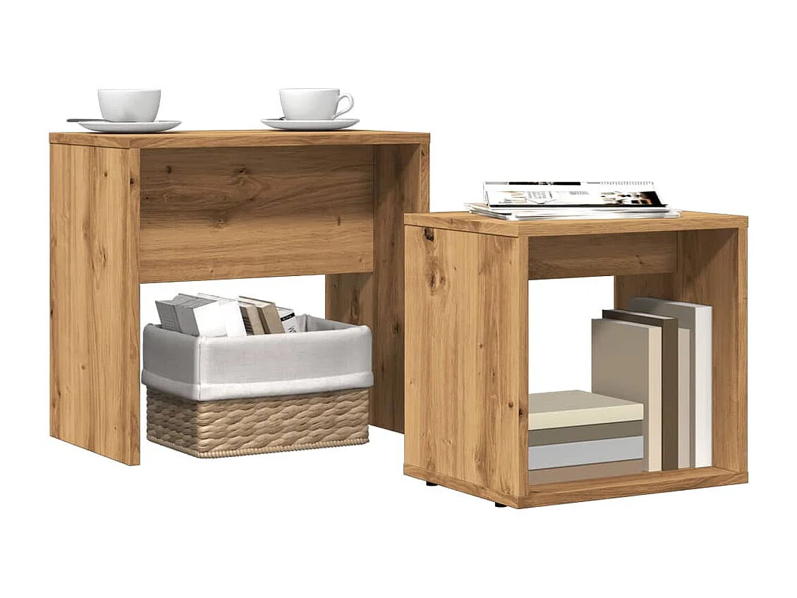 Couchtisch 2er Set-Satztische-Sofatisch Artisan-Eiche Holzwerkstoff SHL39996