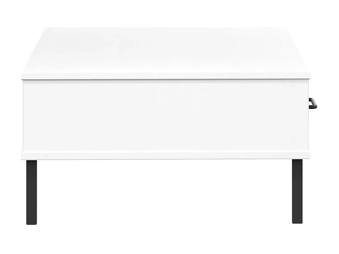 Couchtisch-Sofatisch-Beistelltische OSLO mit Metallbeinen Weiß Massivholz Kiefer SHL71222