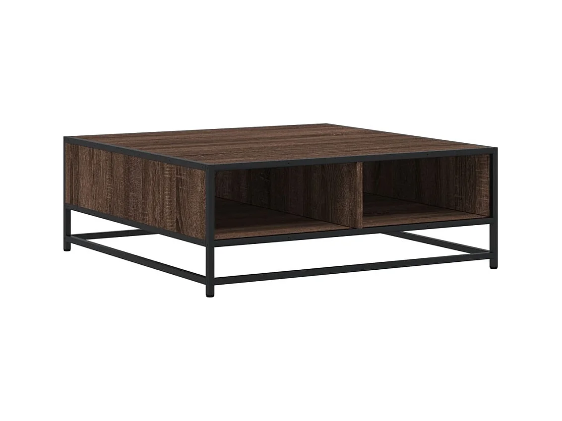 Table basse salon-Table d'appoint chêne marron 80x80x30 cm bois d'ingénierie et métal SHL14082