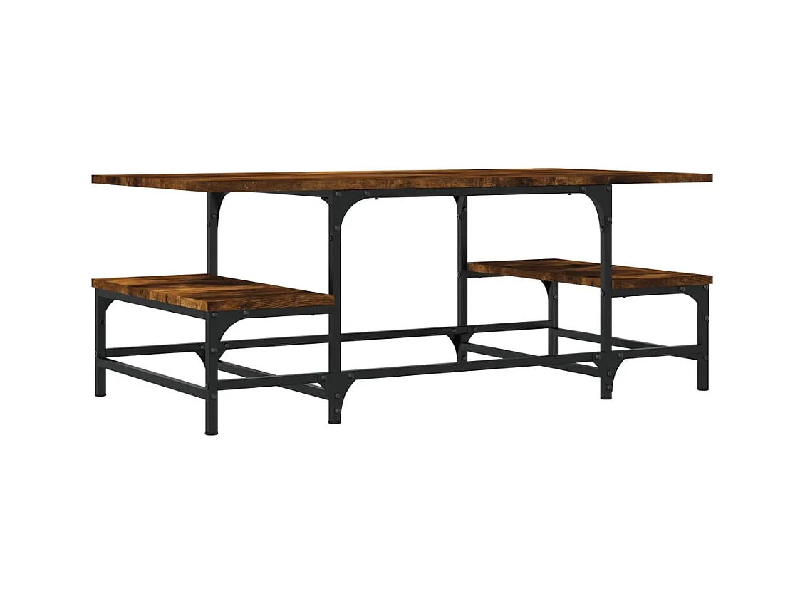 Mesa de centro-Mesa auxiliar con patas de metal OSLO madera maciza pino gris SHL3669