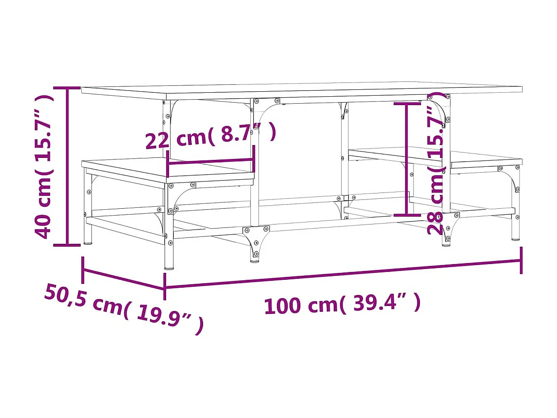 Mesa de centro-Mesa auxiliar con patas de metal OSLO madera maciza pino gris SHL3669
