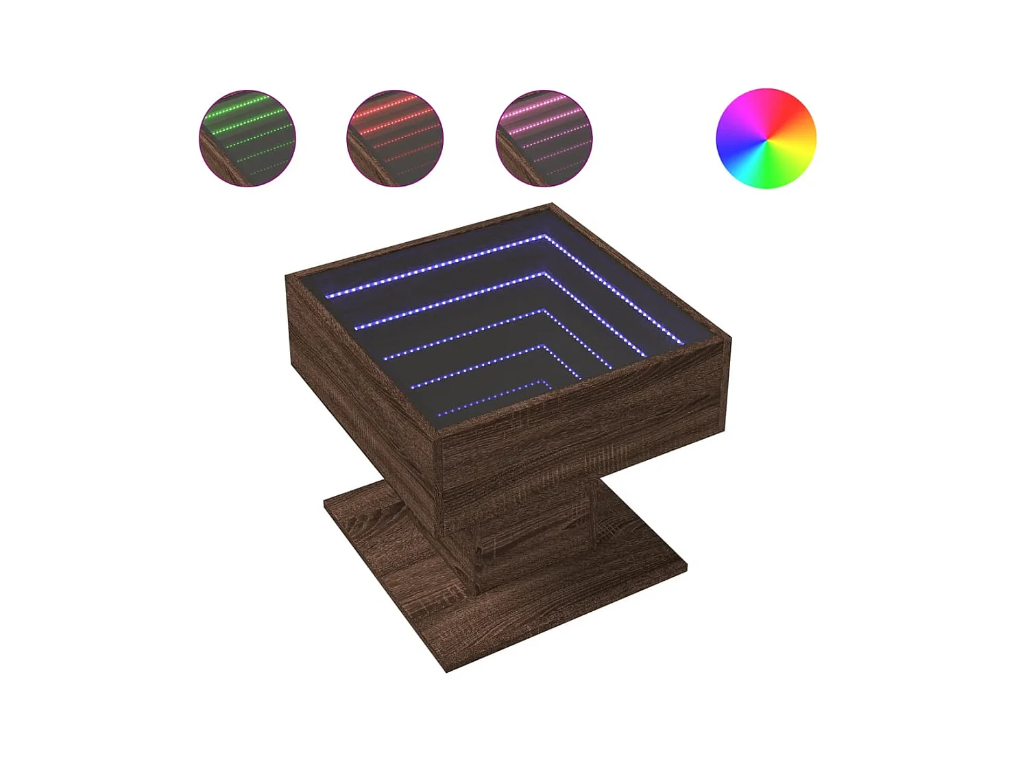 Table basse salon-Table d'appoint avec LED chêne marron 50x50x45 cm bois d'ingénierie SHL83178