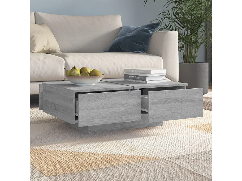 Mesa de centro | Mesa auxiliar madera contrachapada gris Sonoma 60x50x36,5 cm SHL28637