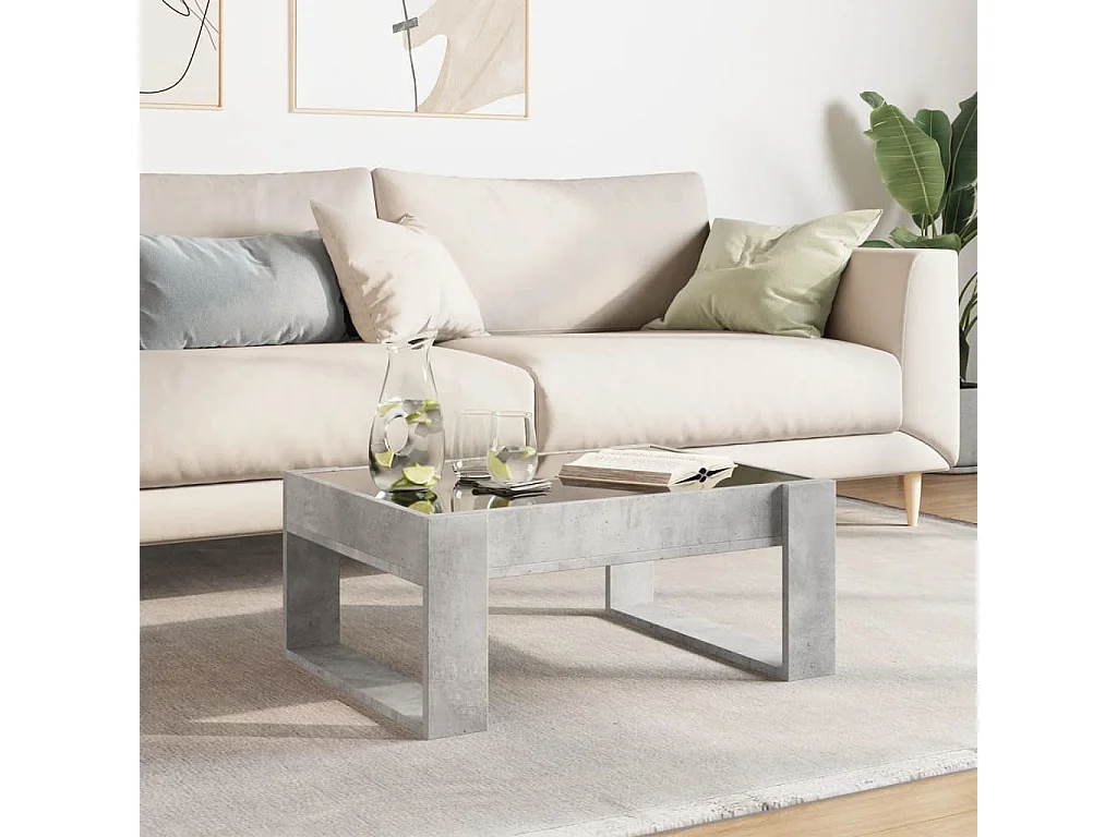 Couchtisch mit Infinity-LED | Beistelltische | Sofatisch Betongrau 70x53x30 cm SHL83203