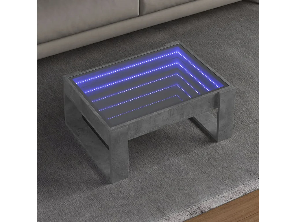 Couchtisch mit Infinity-LED | Beistelltische | Sofatisch Betongrau 70x53x30 cm SHL83203