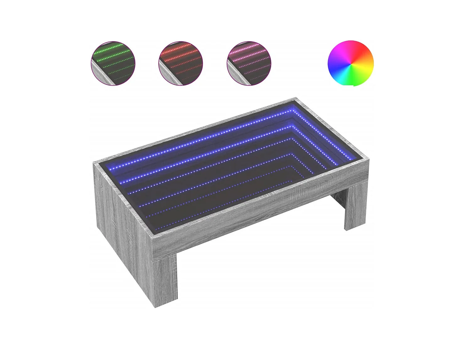 Table basse salon-Table d'appoint avec LED infini sonoma gris 90x50x30 cm SHL3916