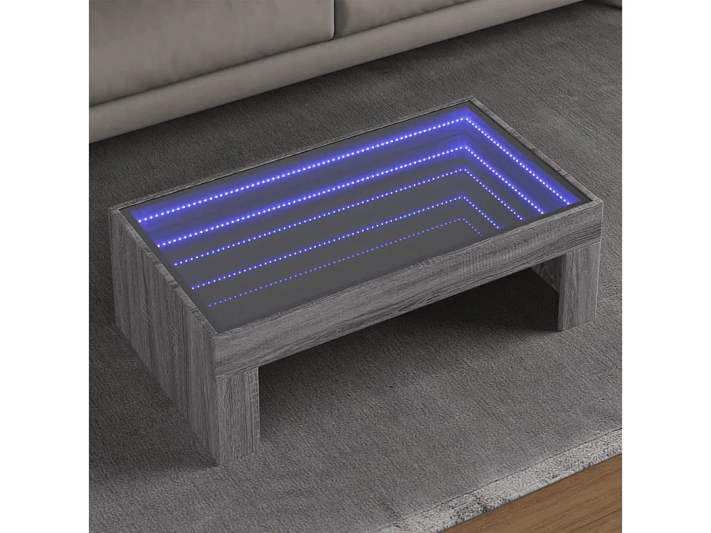 Couchtisch mit Infinity-LED | Beistelltische | Sofatisch Grau Sonoma 90x50x30 cm SHL27734