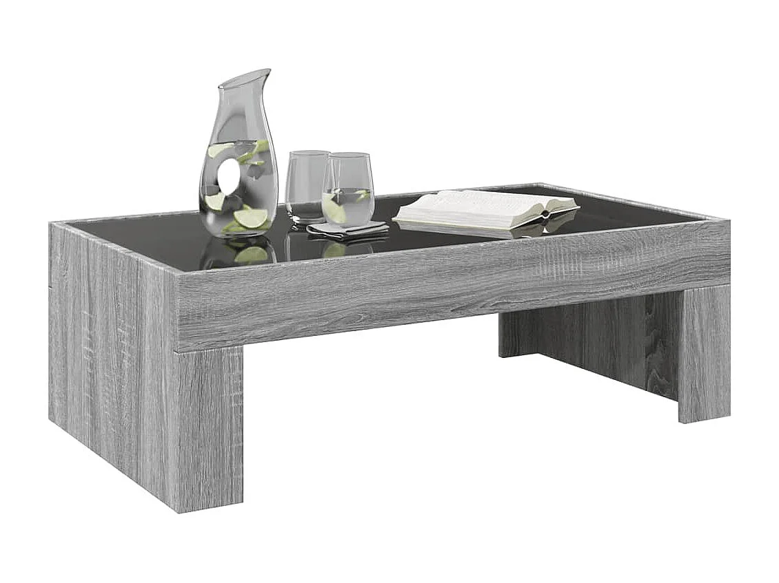 Couchtisch mit Infinity-LED | Beistelltische | Sofatisch Grau Sonoma 90x50x30 cm SHL27734