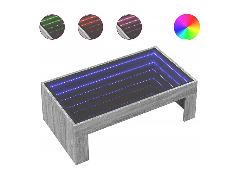 Table basse salon-Table d'appoint avec LED infini sonoma gris 90x50x30 cm SHL3916