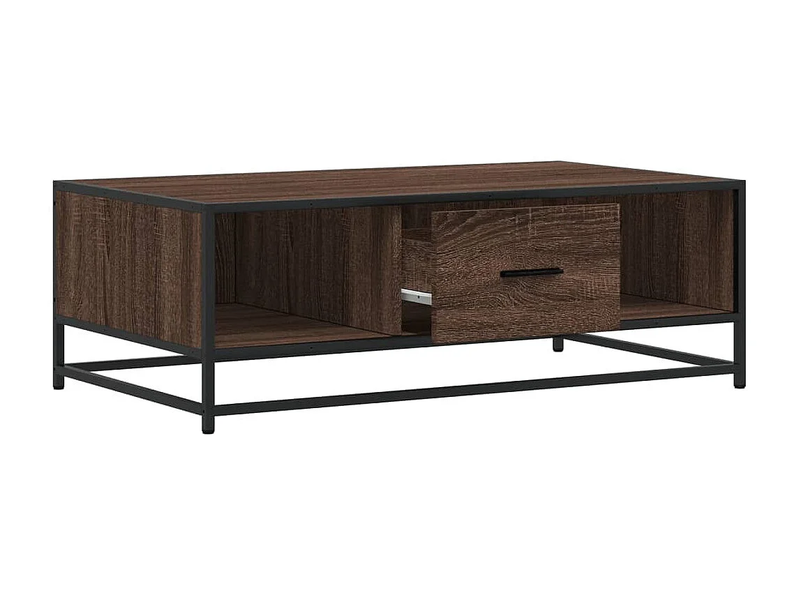 Table basse salon-Table d'appoint chêne marron 100x57x35cm bois d'ingénierie et métal SHL90344