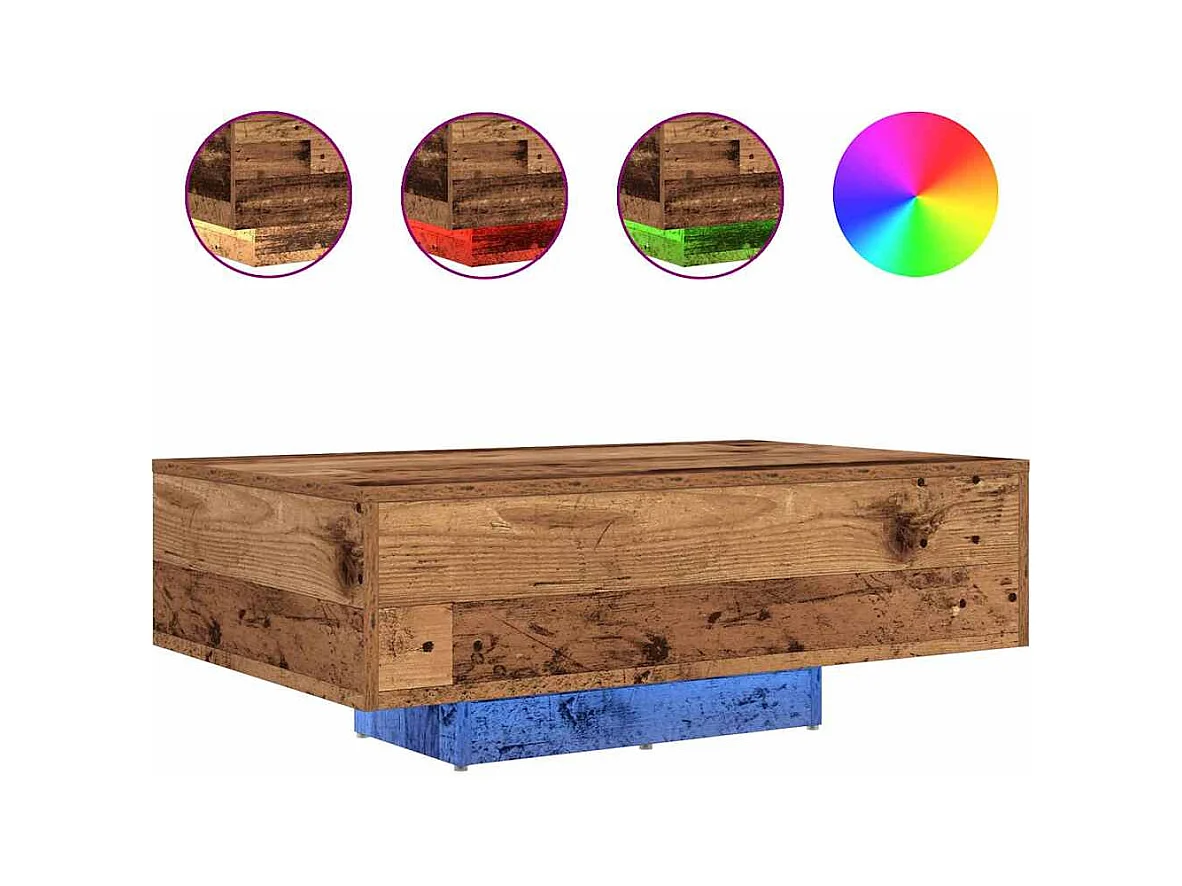 Table basse salon-Table d'appoint avec lumières LED en bois ancien 85x55x31 cm SHL47700