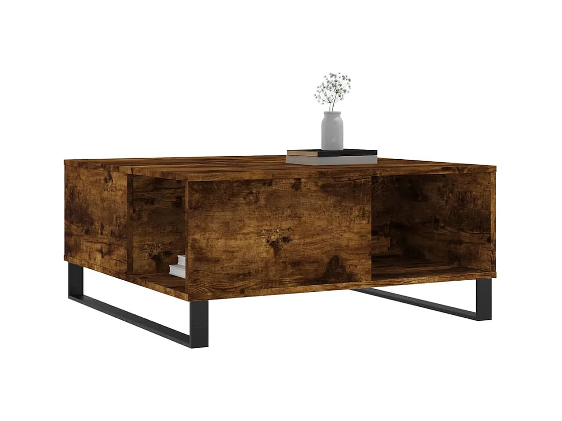 Mesa de centro | Mesa auxiliar madera ingeniería roble ahumado 49,5x49,5x45 cm SHL4519