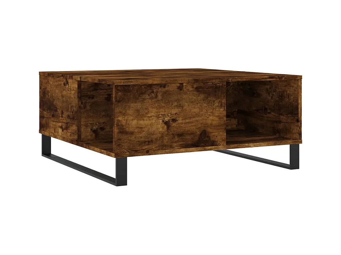 Table basse salon-Table d'appoint chêne fumé 80x80x36,5 cm bois d'ingénierie SHL79503