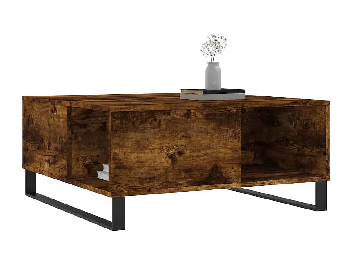 Table basse salon-Table d'appoint chêne fumé 80x80x36,5 cm bois d'ingénierie SHL79503