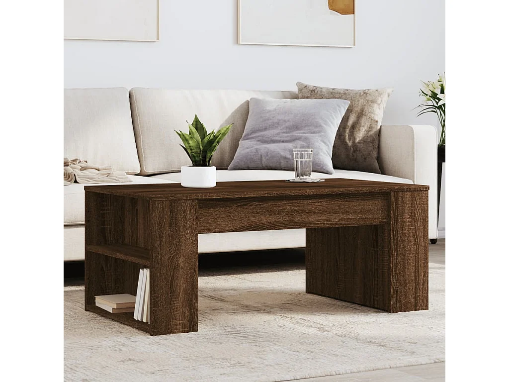 Couchtisch-Wohnzimmertisch-Beistelltische Braun Eichen-Optik 102x55x42 cm Holzwerkstoff SHL1921