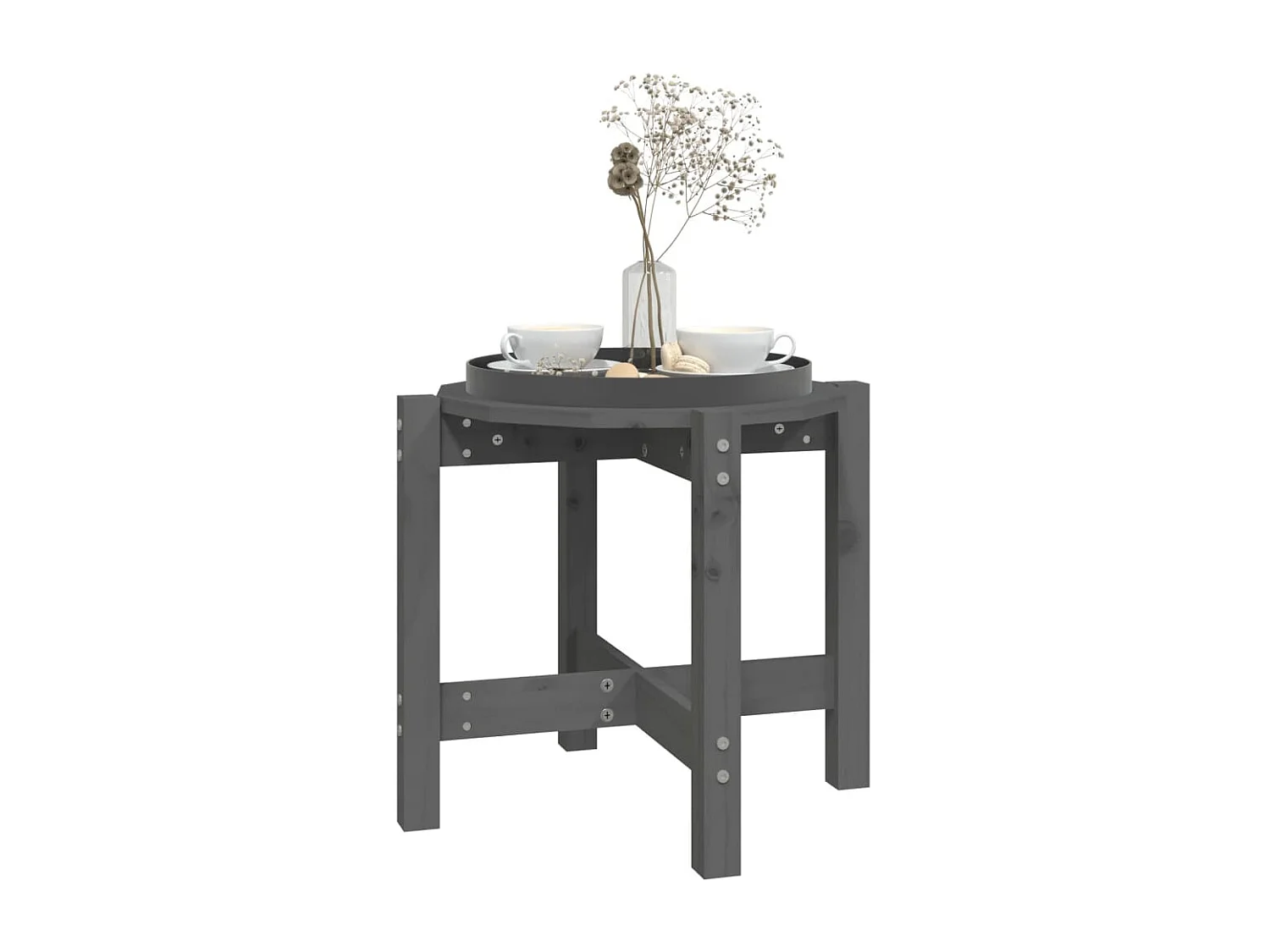 Table basse salon-Table d'appoint Gris Ø 52,5x45 cm Bois massif de pin SHL94304